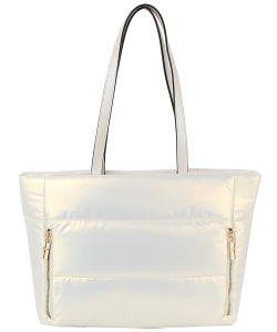 Nylon Puffy Shopper Bag LQ319-1 PEARL WHITE